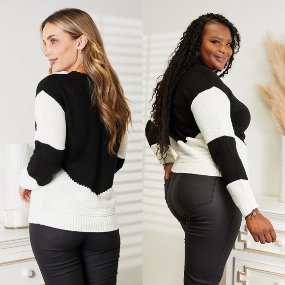 Milah Two-Tone Rib-Knit Sweater - Picture 4 of 10